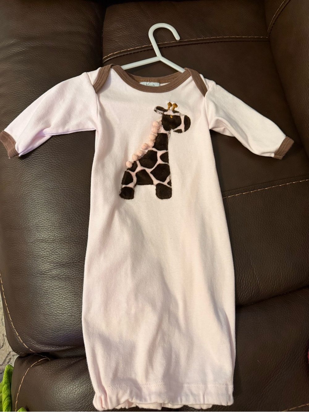 Haute Baby Boutique Pink Baby Sleep Gown with Giraffe Applique